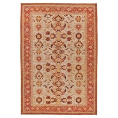 ONE-OF-A-KIND Antique Weave Ziegler Hand Knotted Light Beige Rug - 12'1"x17'7"