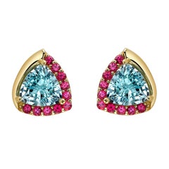 One-of-a-Kind Aquamarine & Jedi Spinel 18K Yellow Gold Earrings