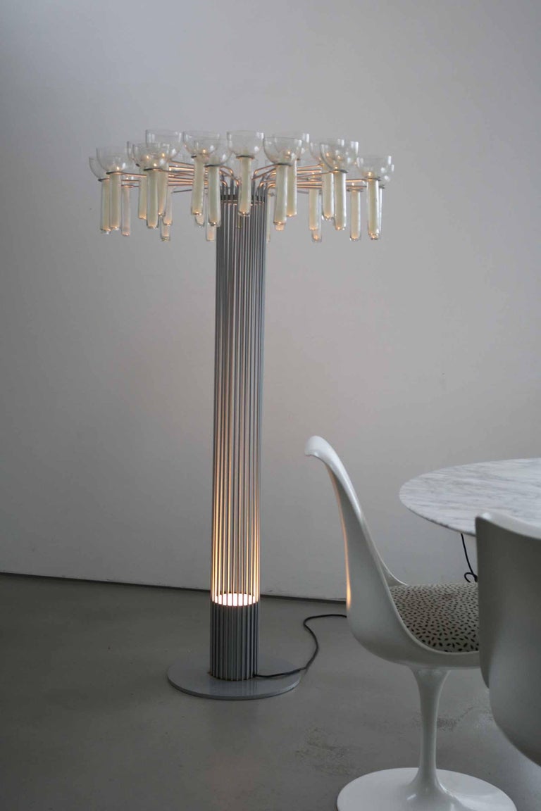 One of a kind architectural candle stand and floor lamp, Germany, 1970s
Very special and delicate design with 26 candles. Good condition.