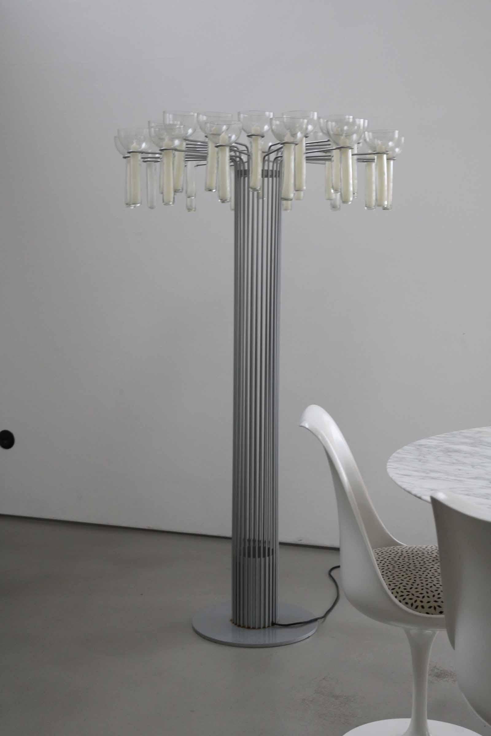 Mid-Century Modern One of a Kind Architectural Candle Stand and Floor Lamp, Germany, 1970s For Sale