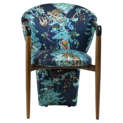 One of a Kind Armchair Upholstered in Jungle Theme Hermes Fabric 20th Century