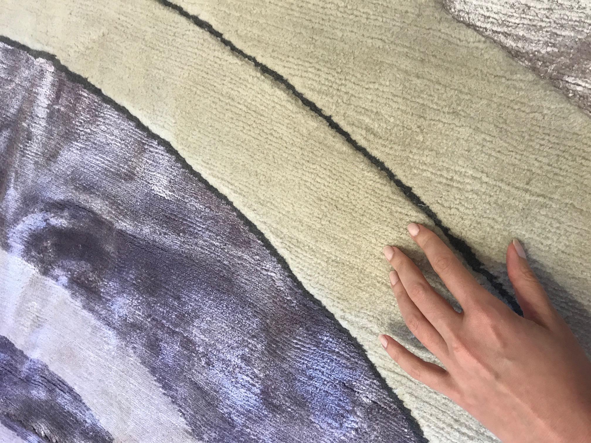 Indian One-of-a-kind Art Deco Style Lavandula Rug by Doris Leslie Blau For Sale