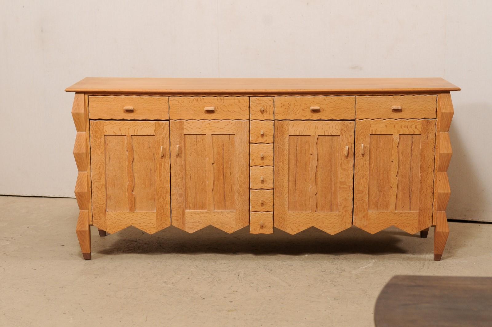 American One-of-a-Kind Artisan Crafted Credenza Cabinet, Whimsical & Geometric Design