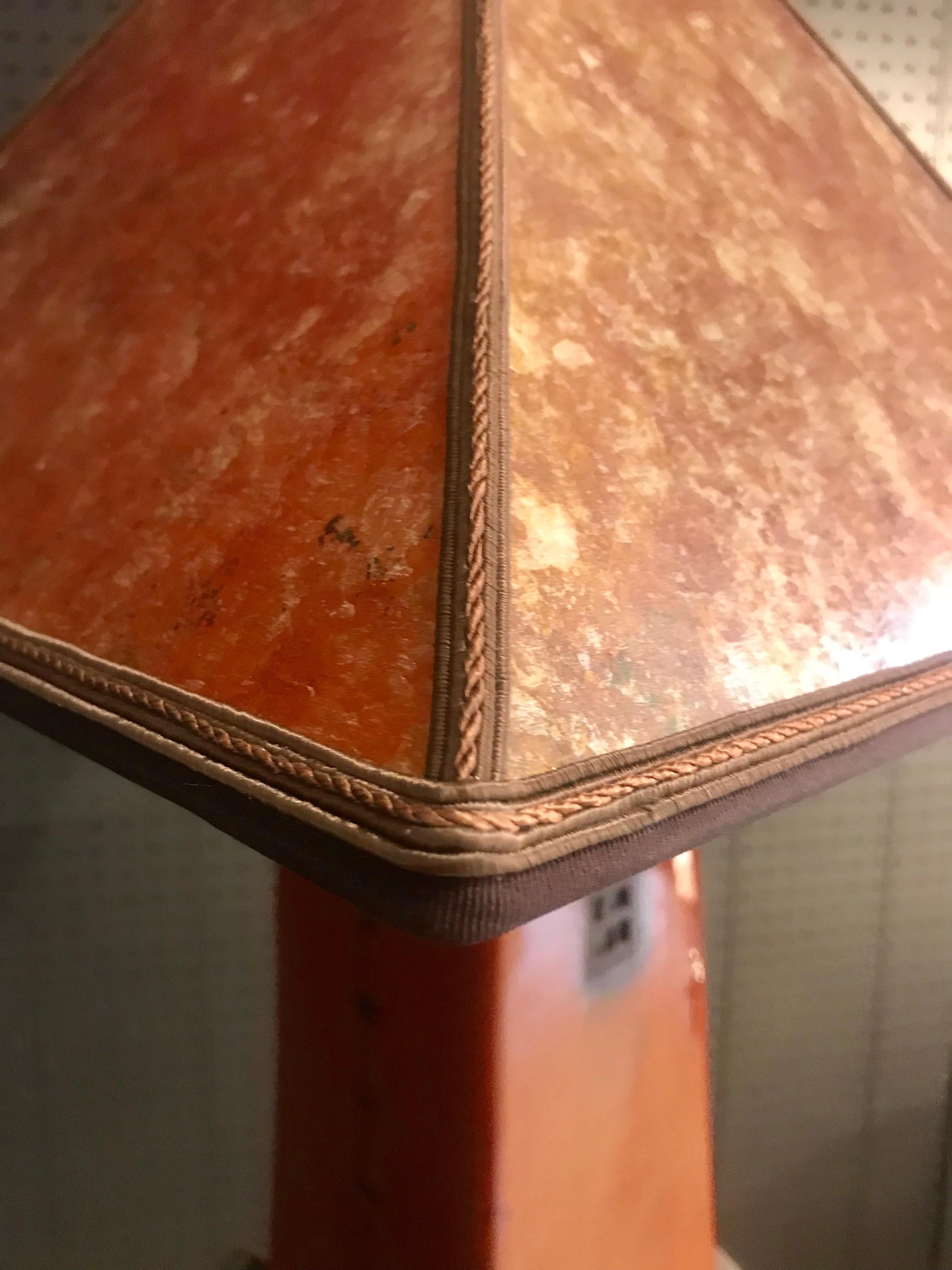 Contemporary One of a Kind Artisan Made Russet Ceramic Table Lamp with Mica Shade For Sale