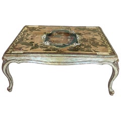One of a Kind Artist Created Coffee Table with Collaged Top