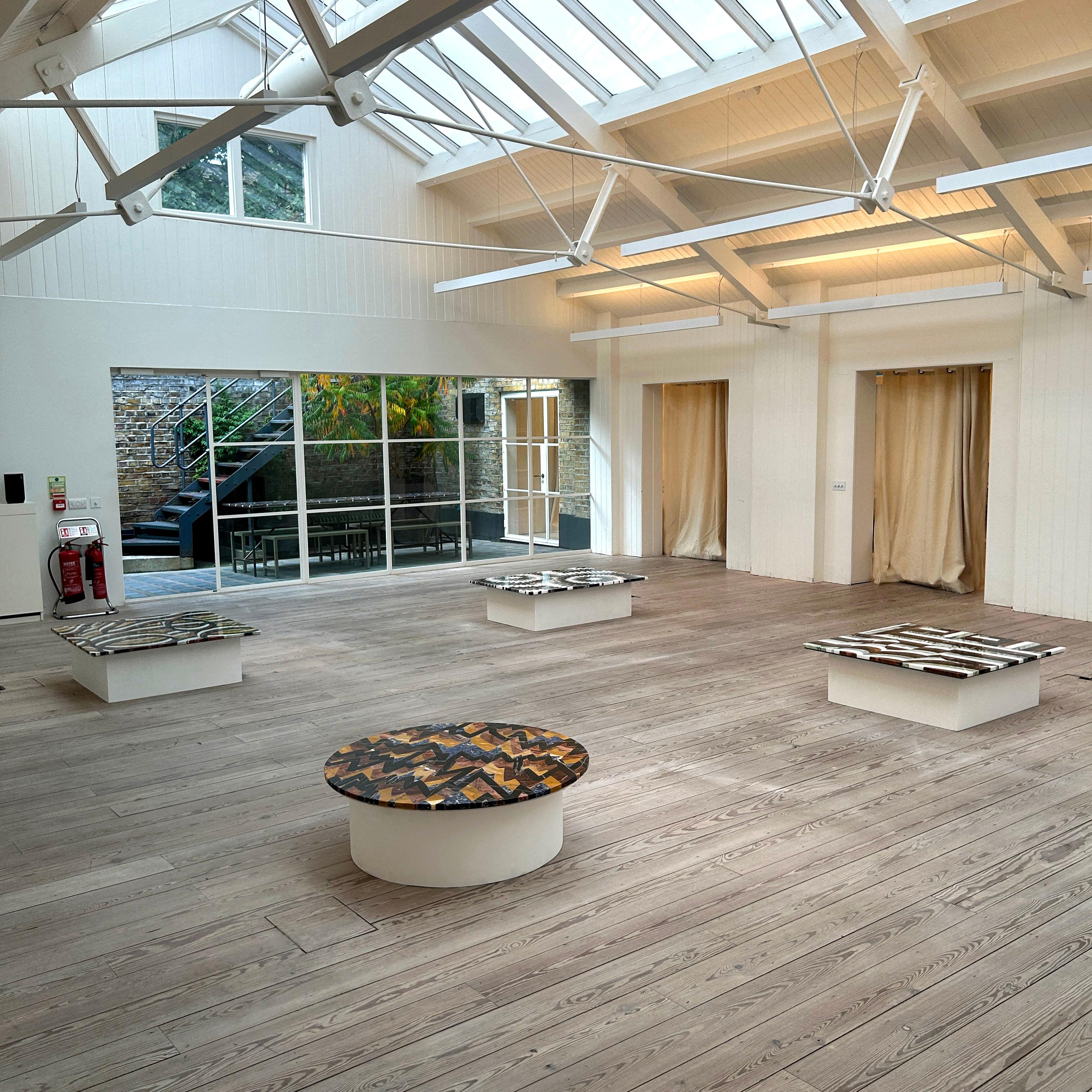 Post-Modern LOOPS: One of a kind, artist-designed table in marble and granite For Sale