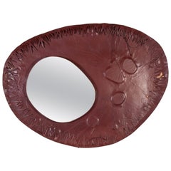 One of a Kind Artistic Leather Mirror