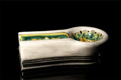 One of a Kind Ashtray, Ceramic and White Metal 'Alpaca'