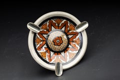 One of a Kind Ashtray, Ceramic and White Metal 'Alpaca'