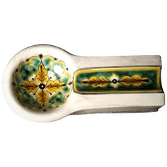 One of a Kind Ashtray, Ceramic and White Metal 'Alpaca'
