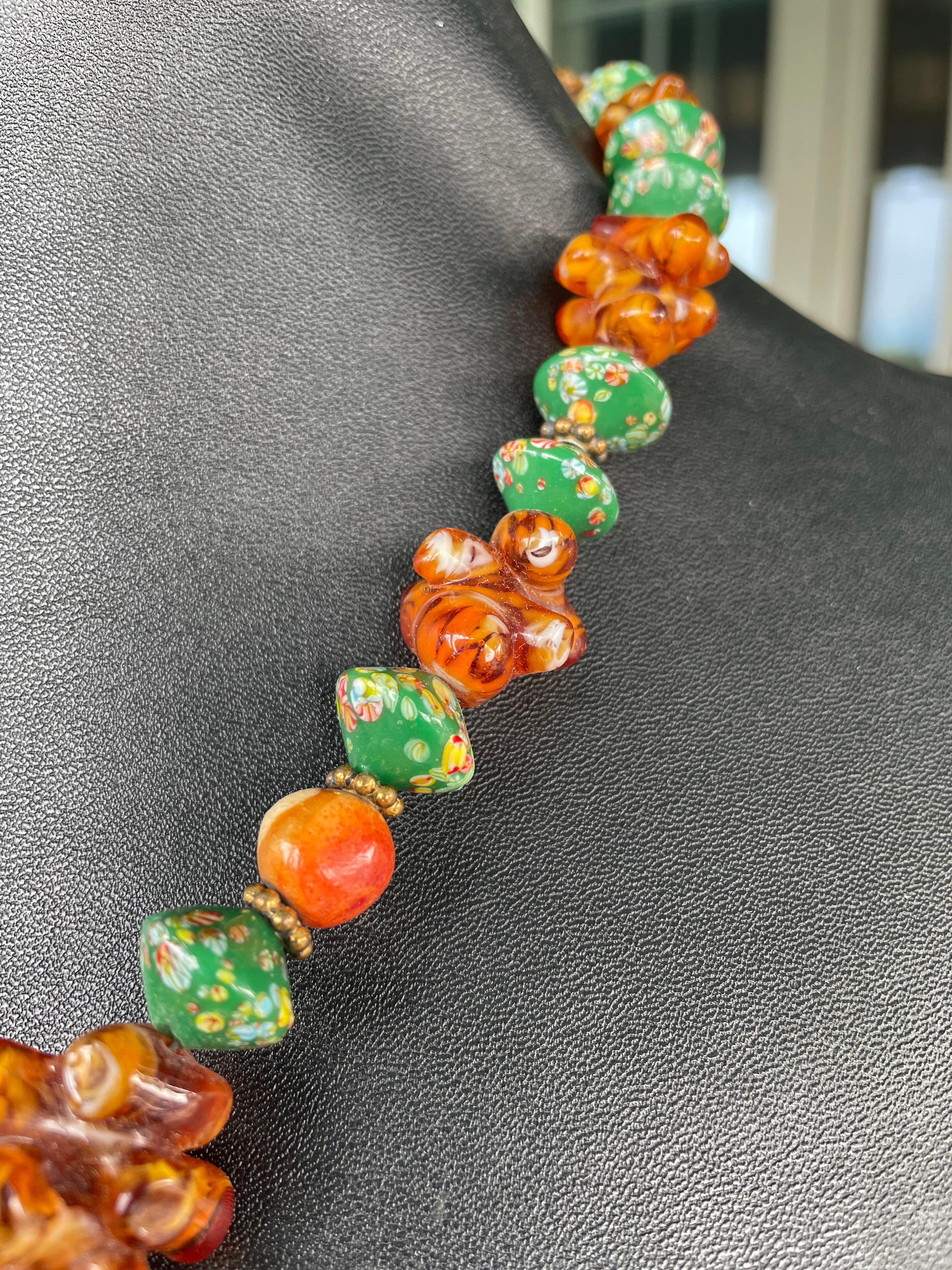 One of a kind Bakelite and vintage glass necklace In Good Condition For Sale In Pittsburgh, PA