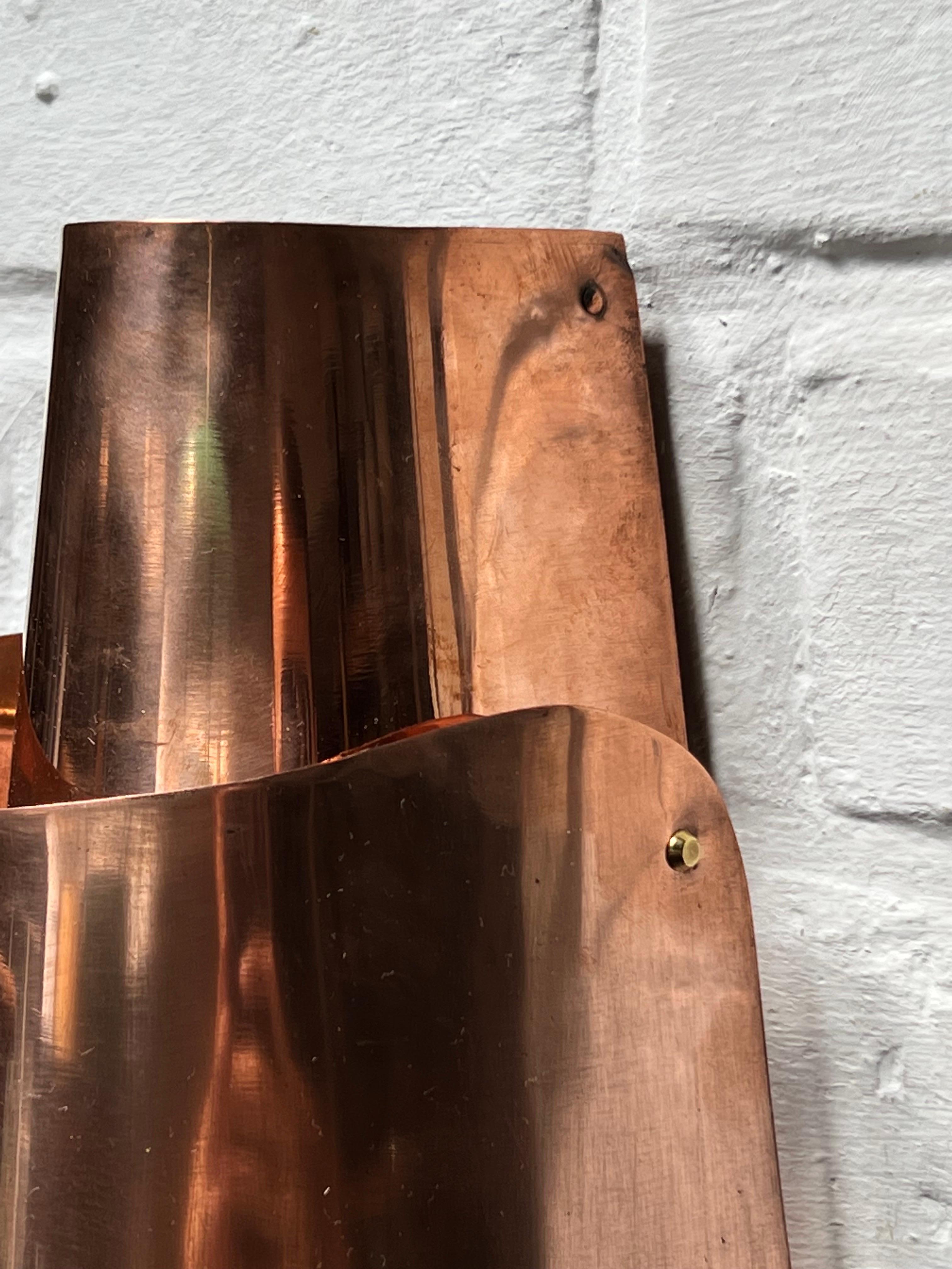 One of a kind copper lamp by Danish architect Bent Karlby. Made for the hotel Osterport.  Produced by Fog and Morup in Denmark. The copper has been cleaned previously in his life but it aging again. With time it will get more patinated. Made of 4
