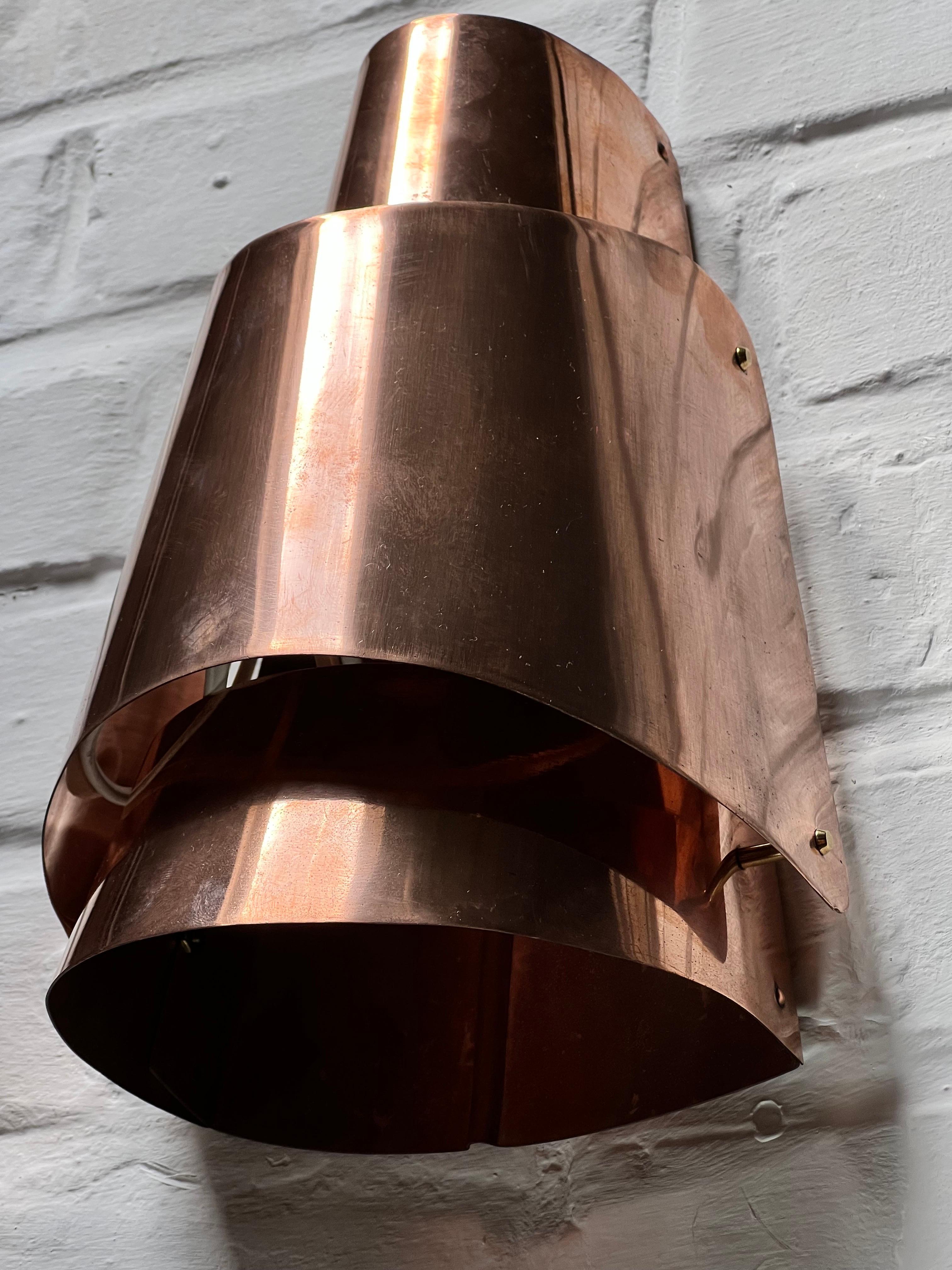 Scandinavian Modern One of a kind Bent Karlby copper wall lamp Osterport made in Denmark For Sale