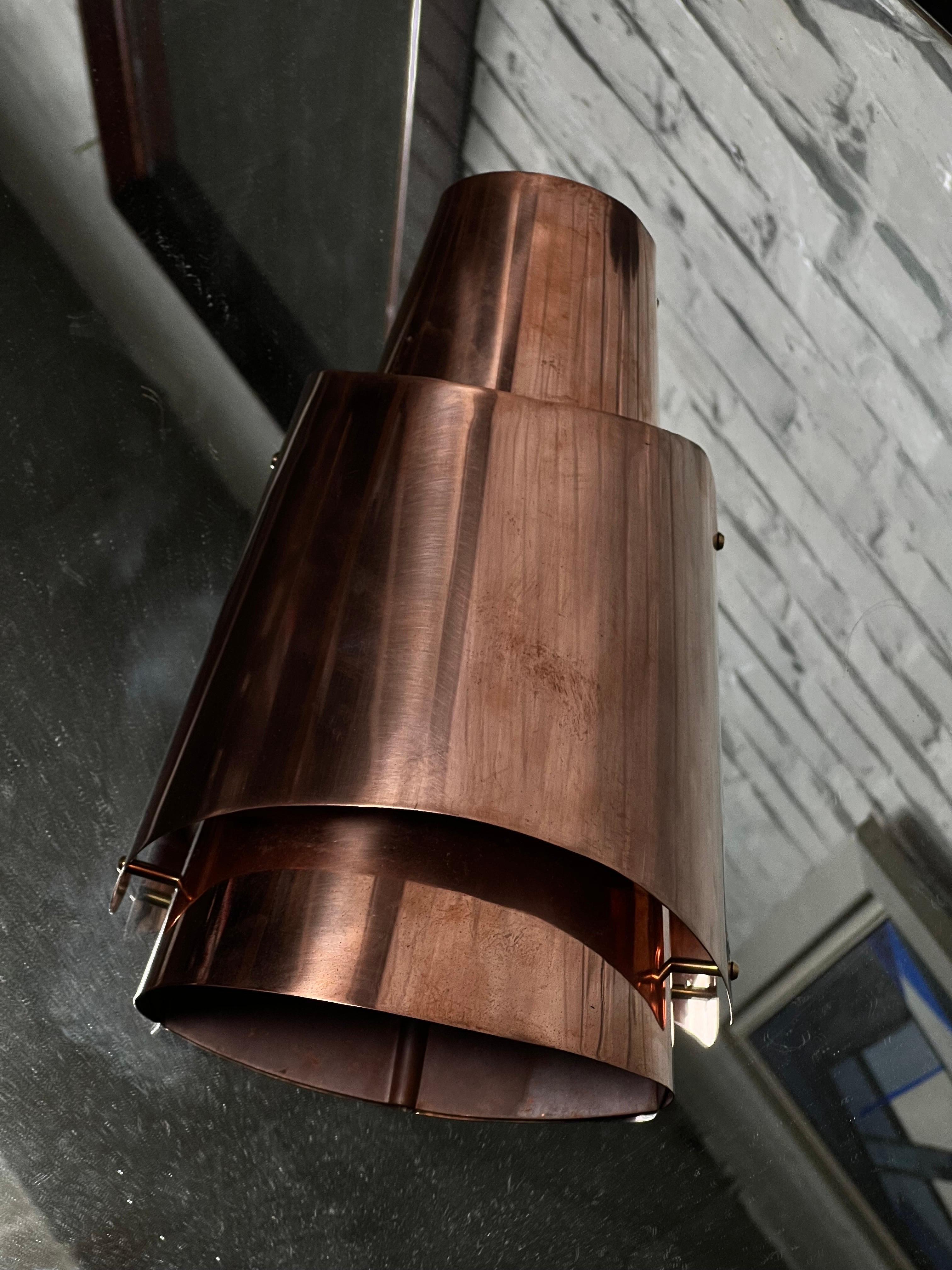 20th Century One of a kind Bent Karlby copper wall lamp Osterport made in Denmark For Sale