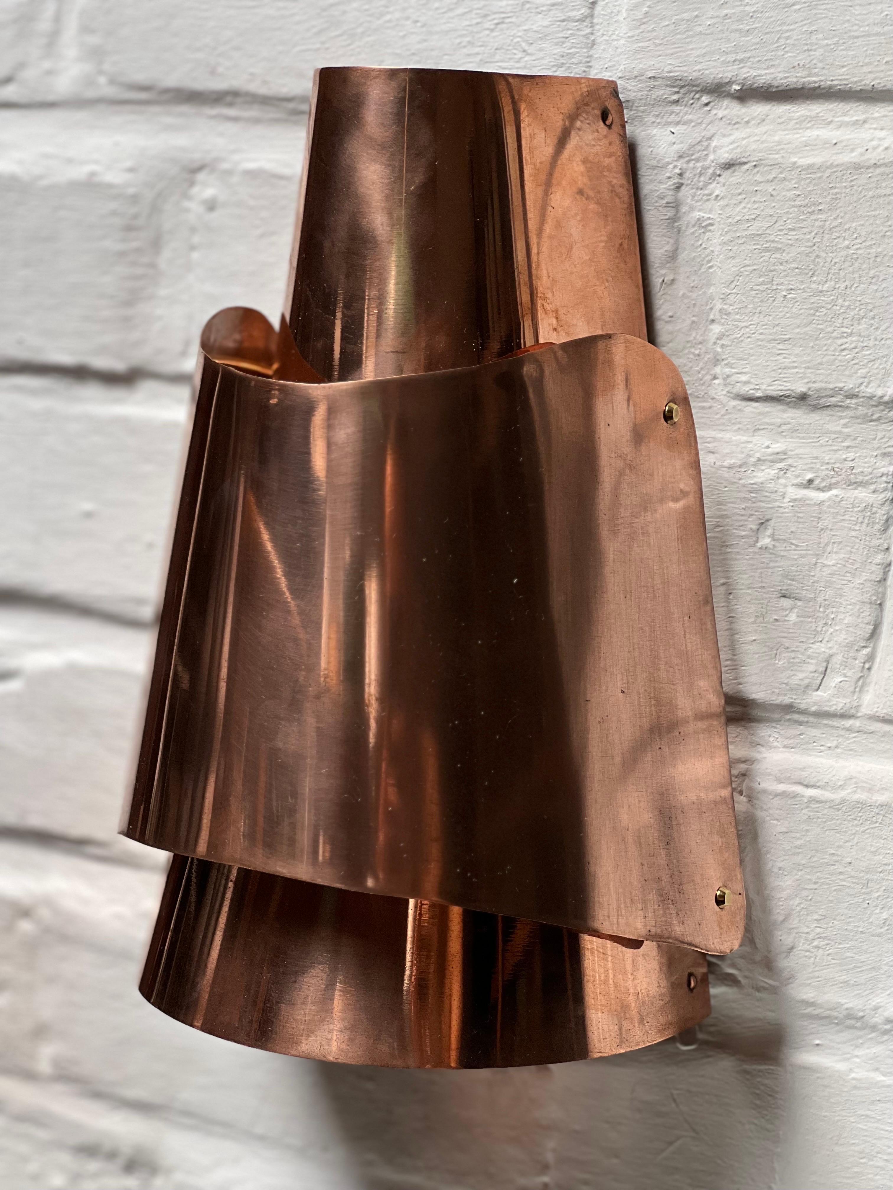 Copper One of a kind Bent Karlby copper wall lamp Osterport made in Denmark For Sale