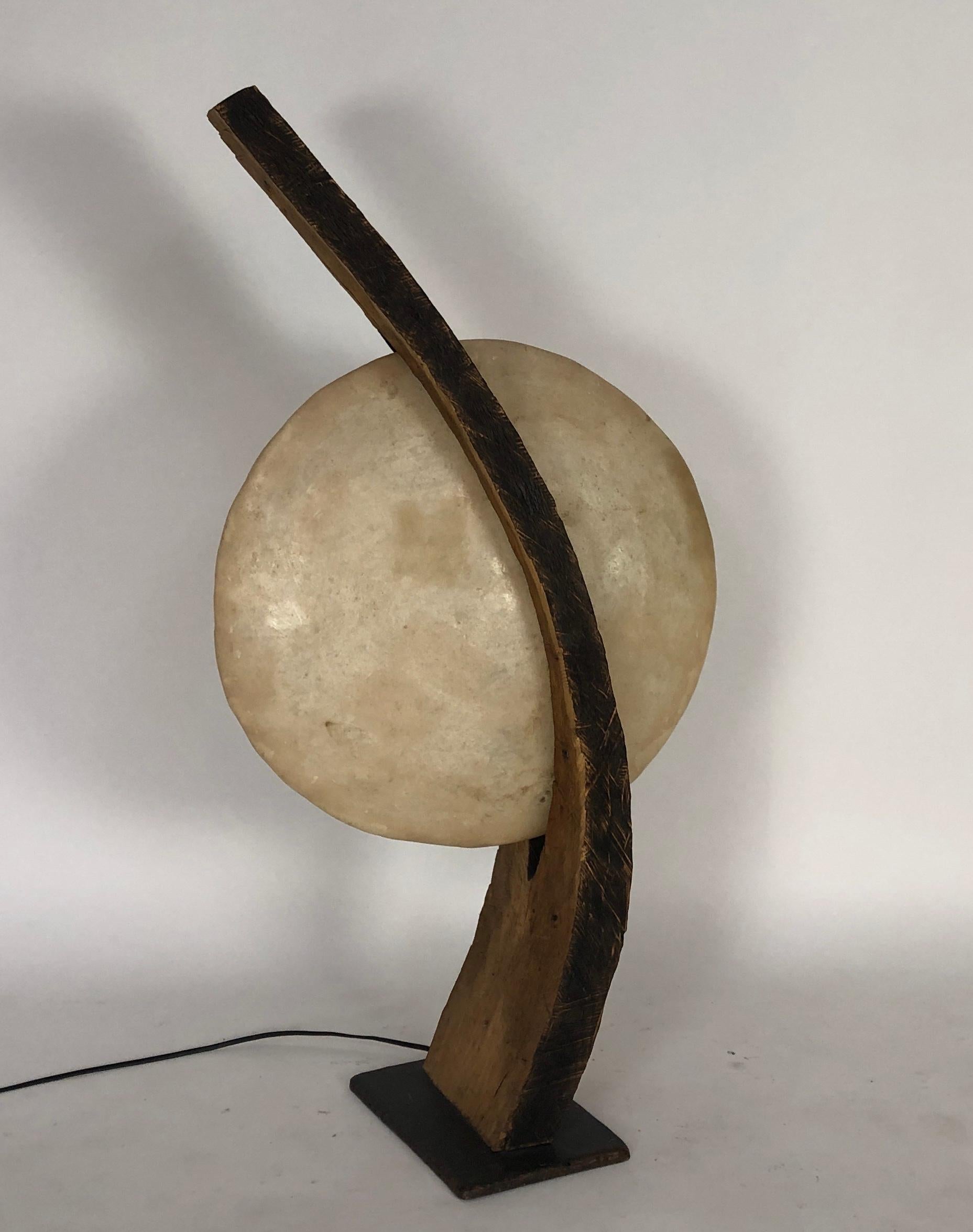Organic Modern One of a Kind Bent Wood Lamp For Sale