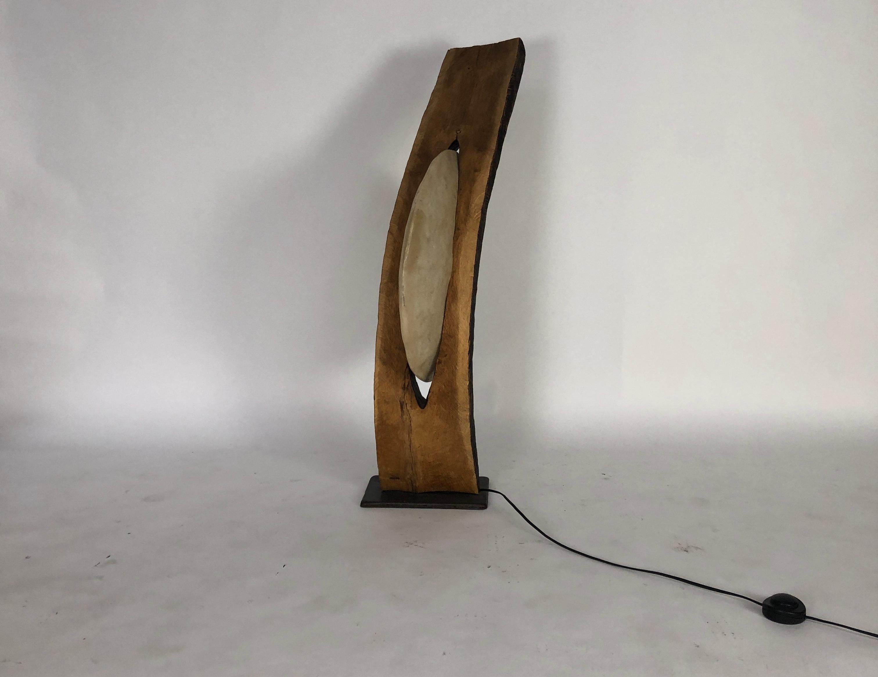 Epoxy Resin One of a Kind Bent Wood Lamp For Sale