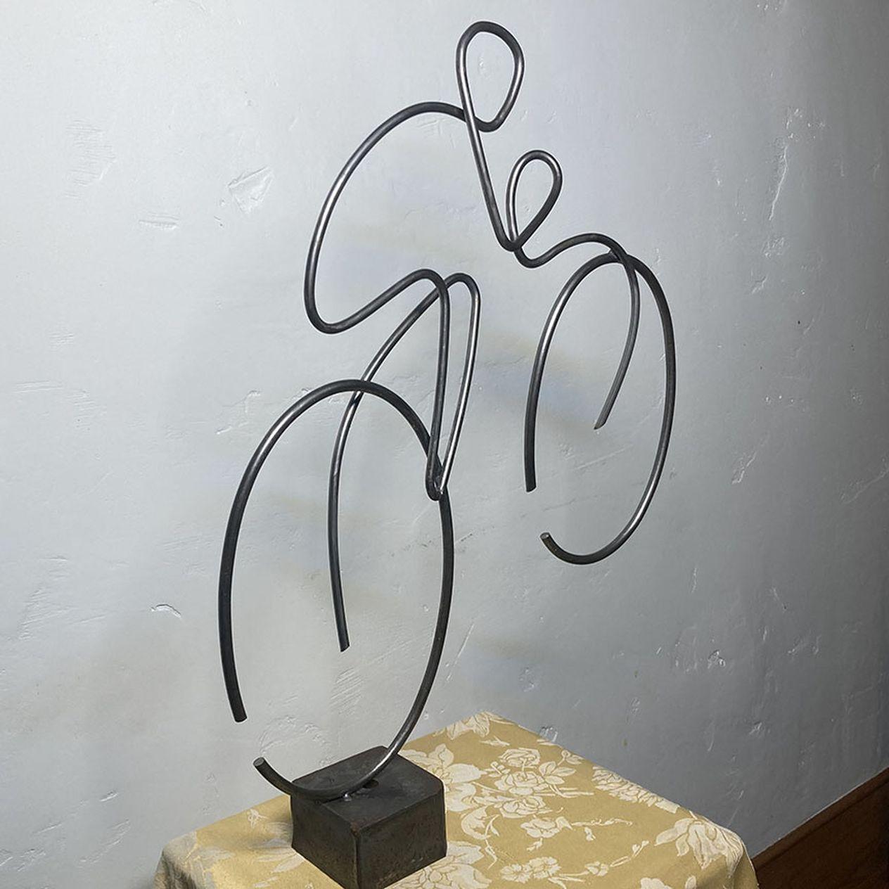 One of a Kind Bicyclist Steel Cable Sculpture In New Condition For Sale In Montreal, QC