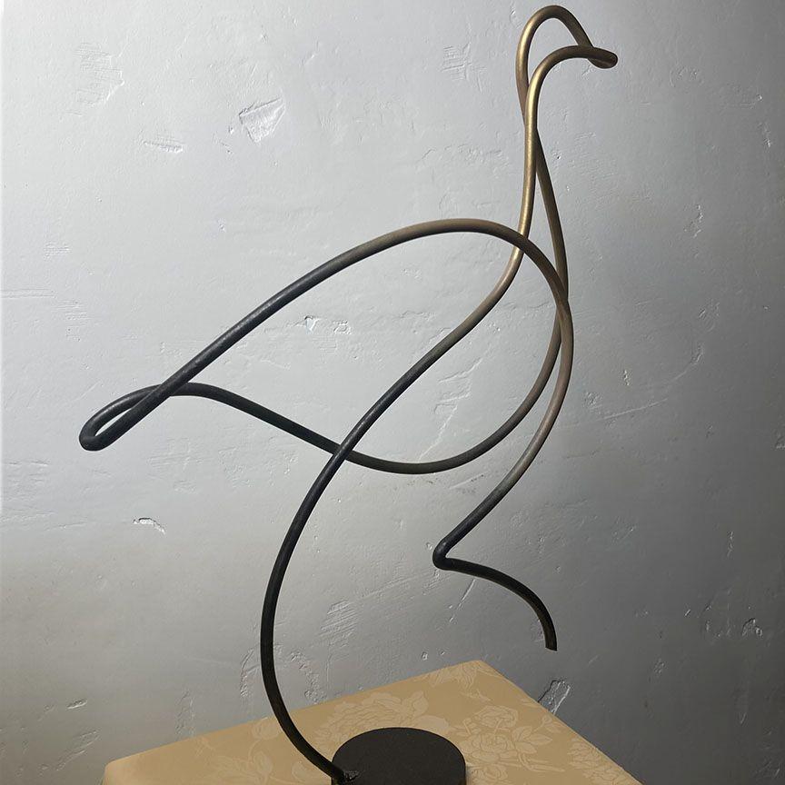 Modern One of a Kind Bird Steel Cable Sculpture For Sale