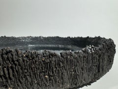 Textured Black Ceramic Platter – Handmade Sculptural Wabi-Sabi Art Object