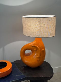 One of a Kind Black Ceramic Lamp Base Signed by Dalo