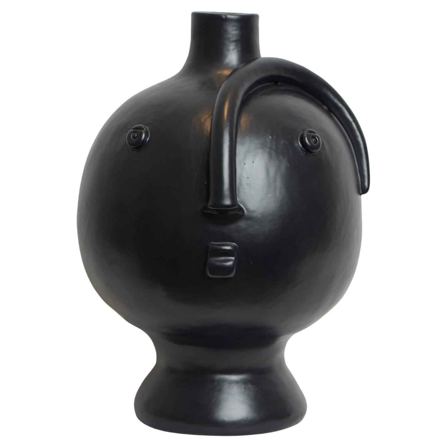 Contemporary One of a Kind Black Ceramic Lamp Base Signed by Dalo For Sale
