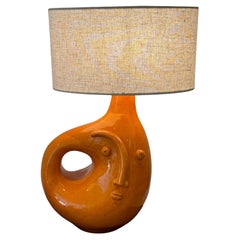 One of a Kind Black Ceramic Lamp Base Signed by Dalo