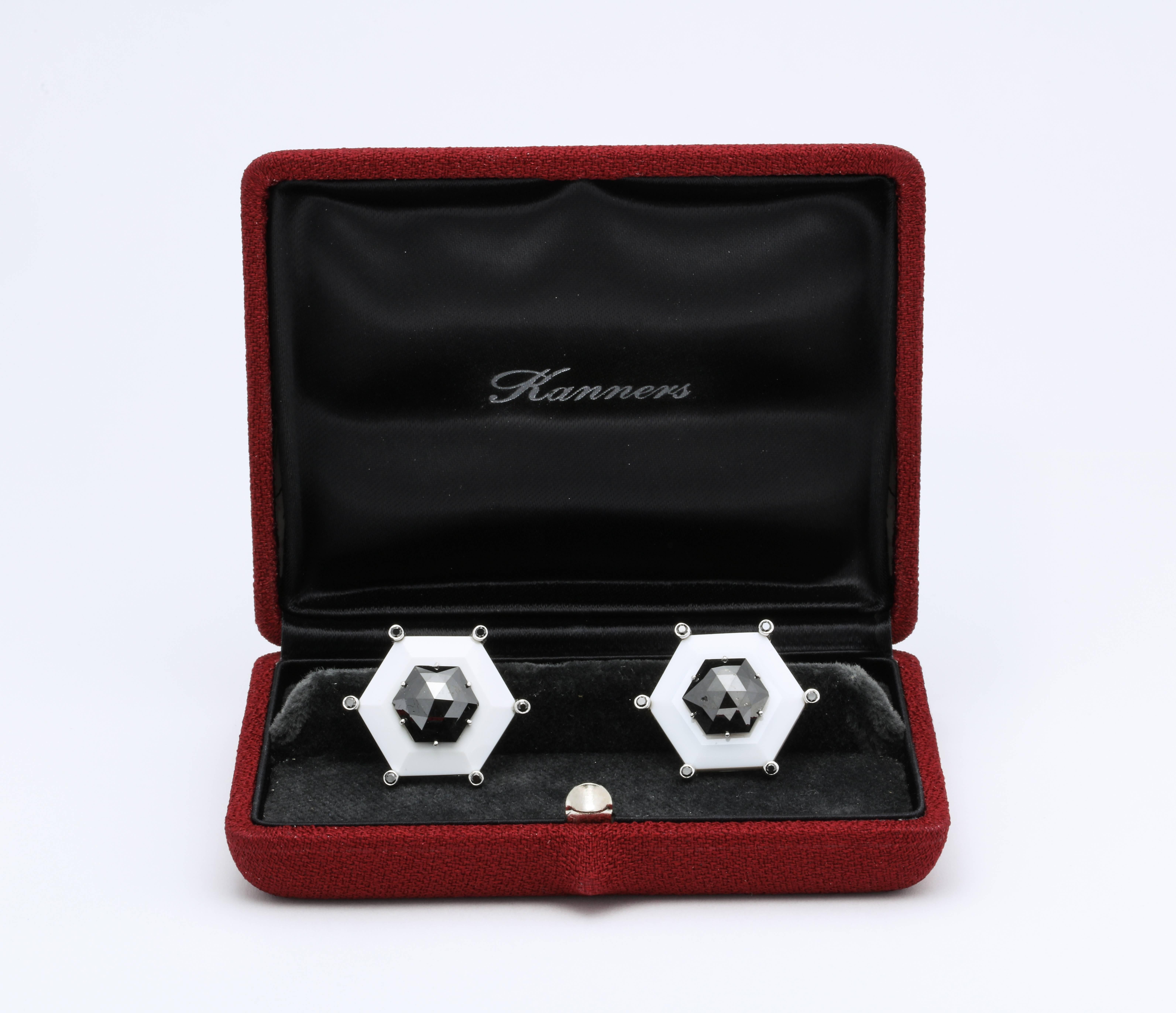 Contemporary One of a Kind Black Diamond Cufflinks by Michael Kanners
