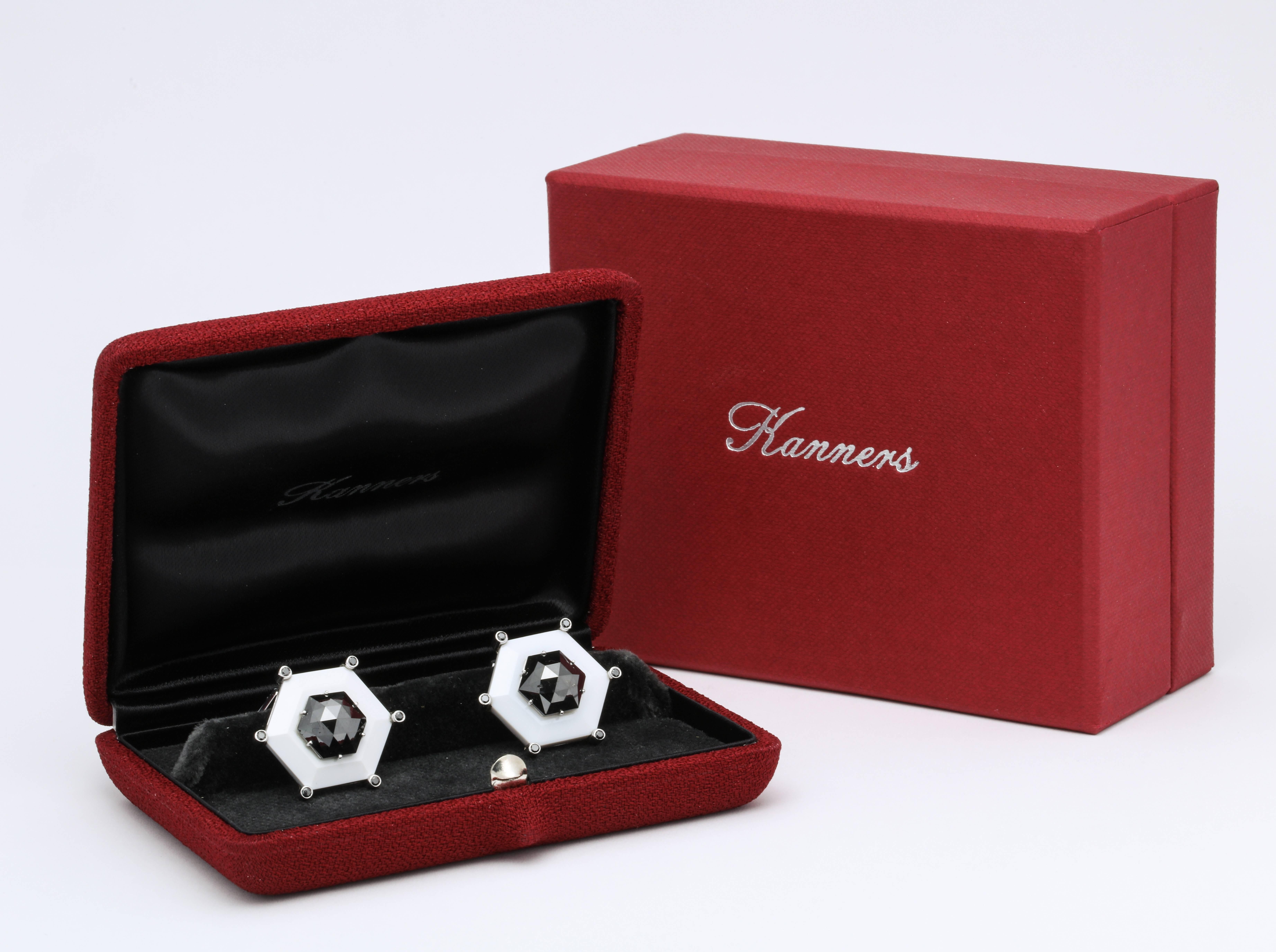One of a Kind Black Diamond Cufflinks by Michael Kanners In New Condition In Bal Harbour, FL