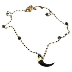 One of a Kind Black Diamond, Gold and Buffalo Horn Necklace