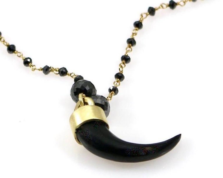 Artist Diamond/Gold/Buffalo Horn Necklace from Contemporary Native artist Keri Ataumbi For Sale