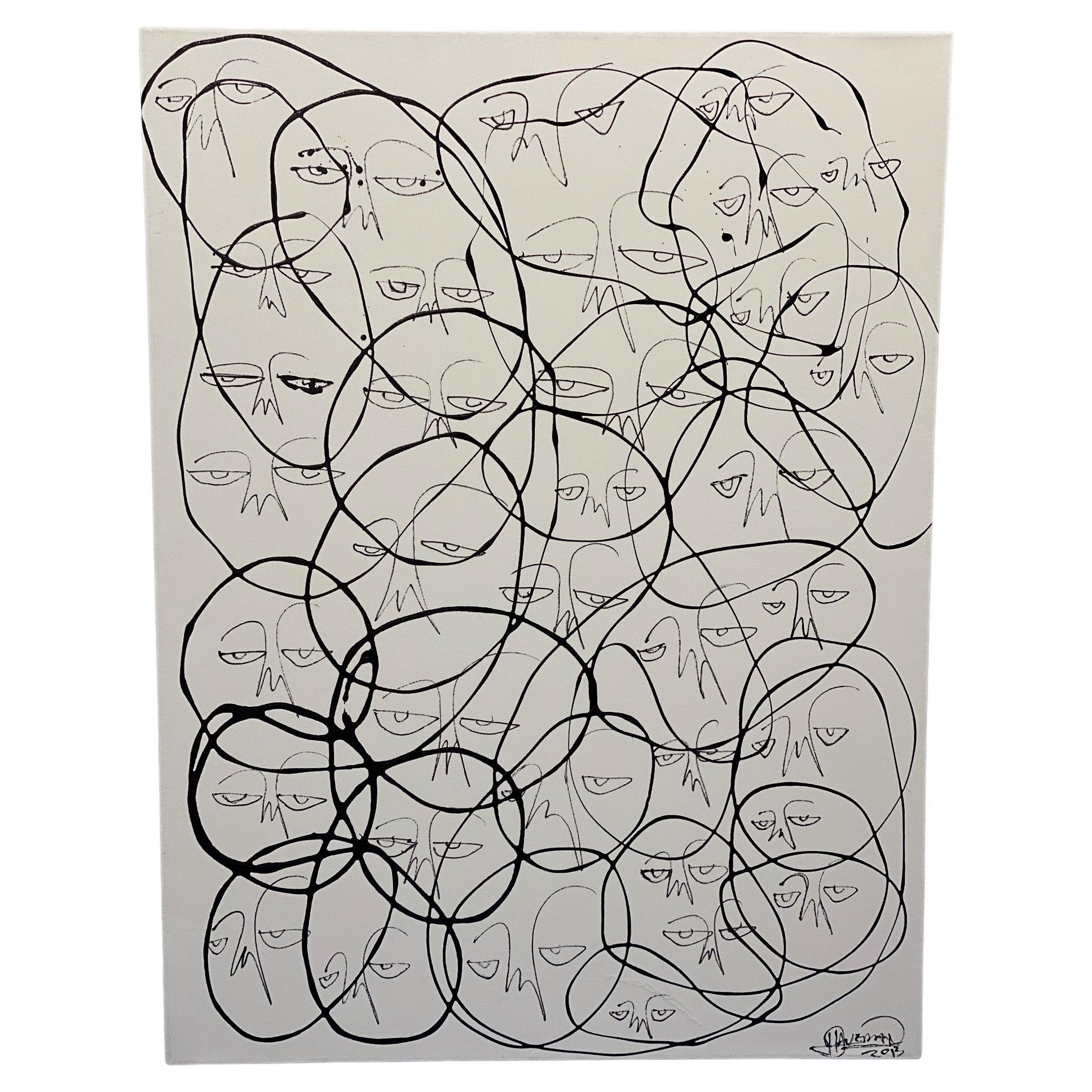 "One of a Kind: Black on White 1, 2013 " Mixed Media by Harif Guzman