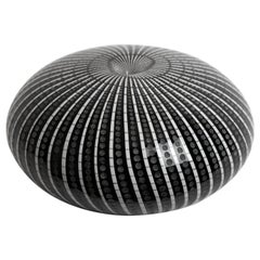 One of a Kind Blown and Watermarked Black and White Glass Vase