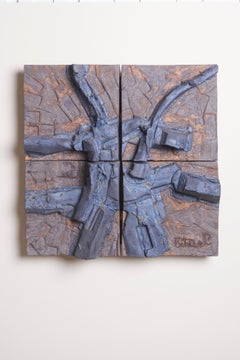 One of a Kind Blue Stan Bitters Ceramic Mural, USA, 2017