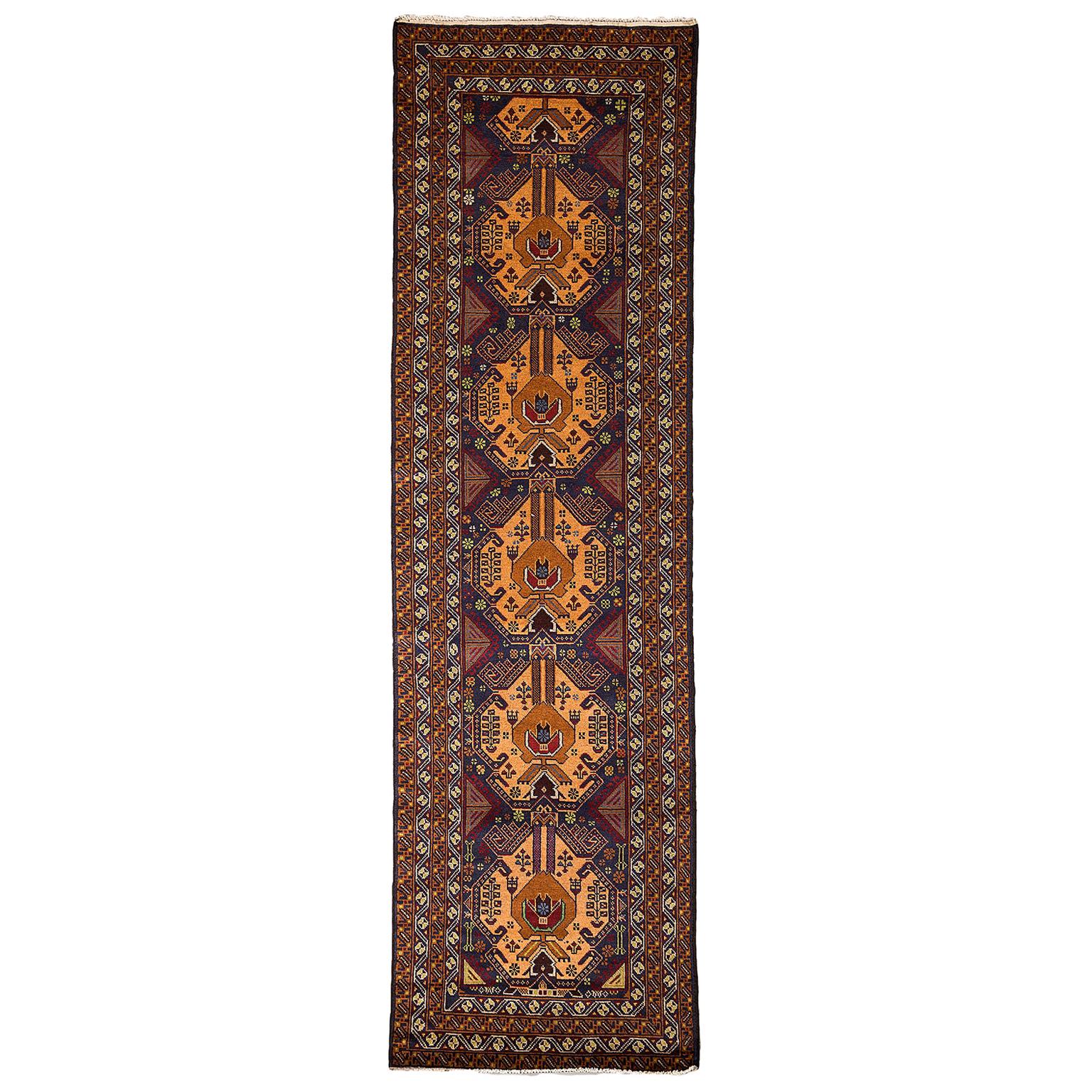 One-of-a-Kind Bohemian Hand Knotted Area Rug, Caramel