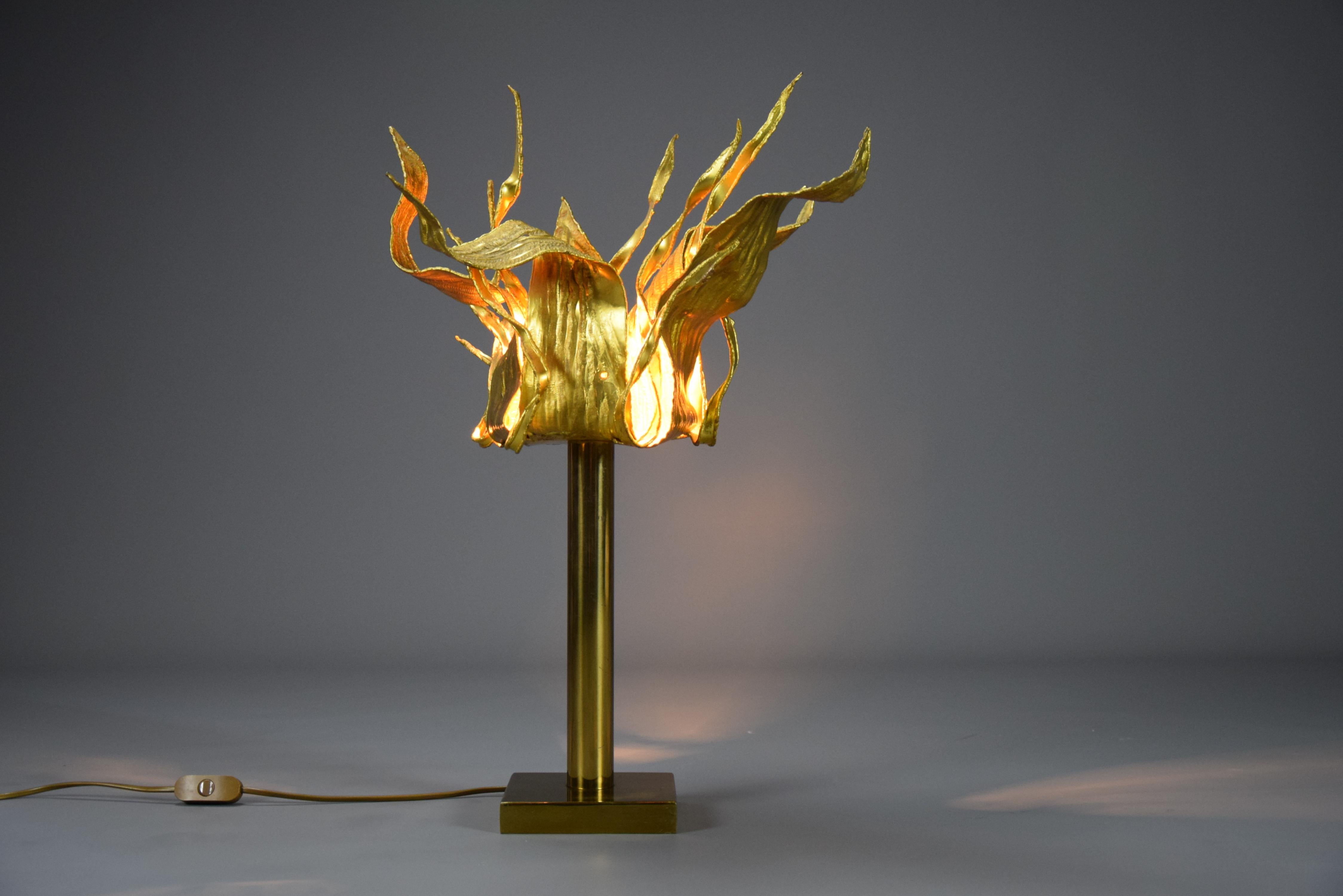 Belgian One of a Kind Gilded Bronze 1970 Table Lamp