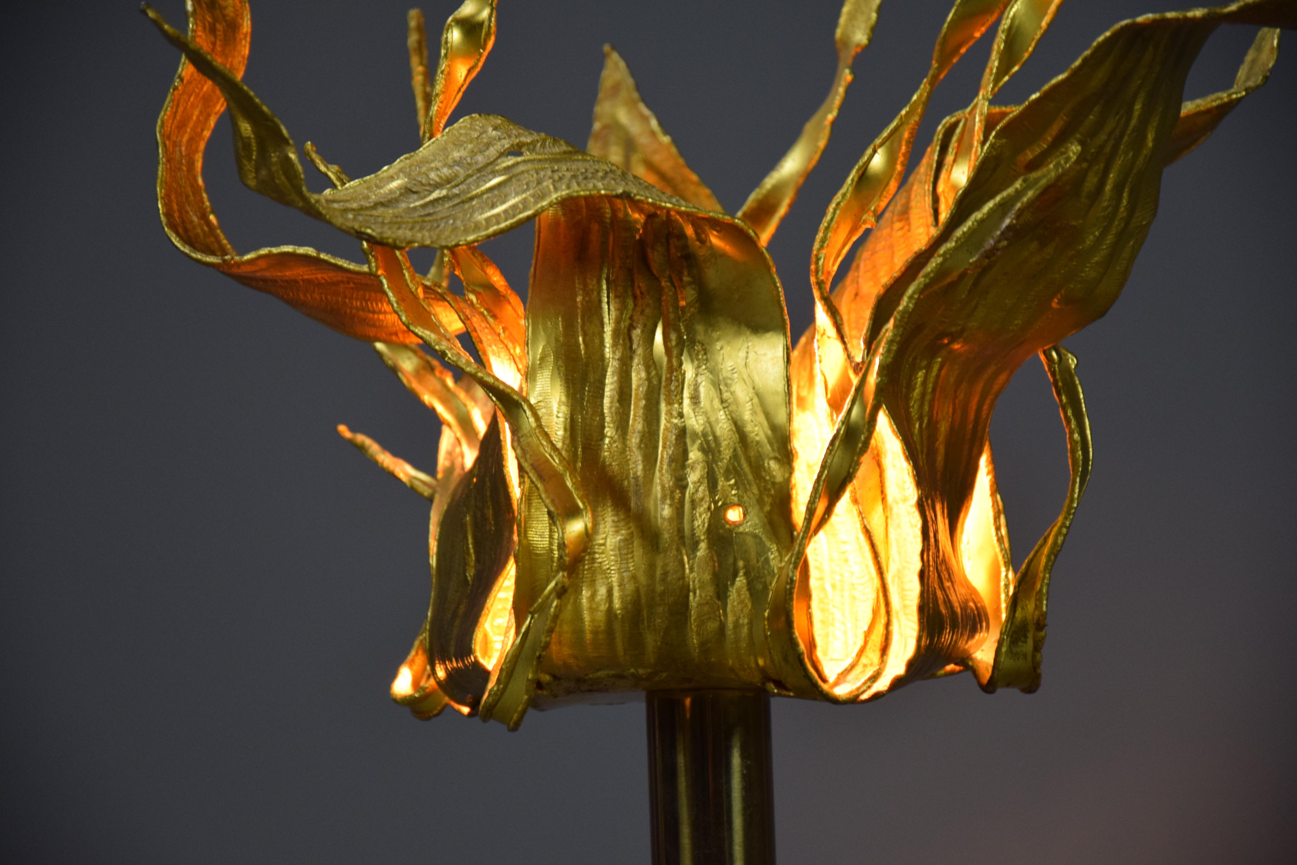 One of a Kind Gilded Bronze 1970 Table Lamp In Good Condition In Weesp, NL