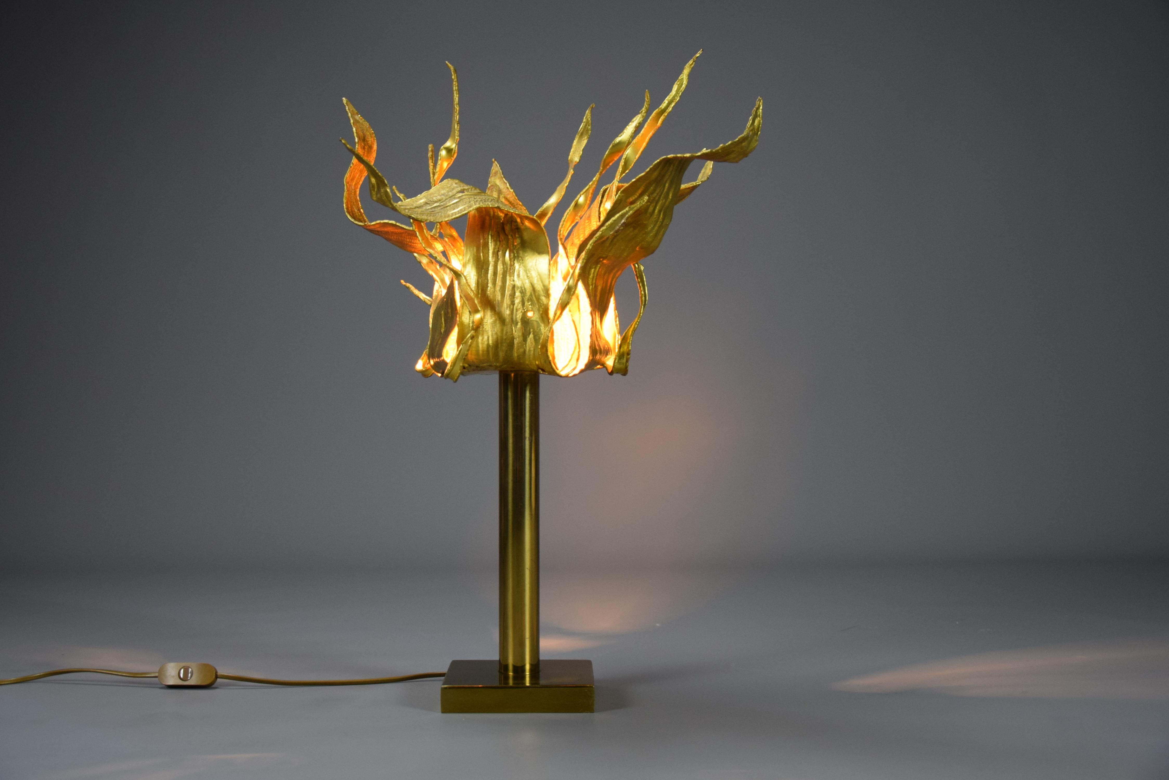 Brass One of a Kind Gilded Bronze 1970 Table Lamp