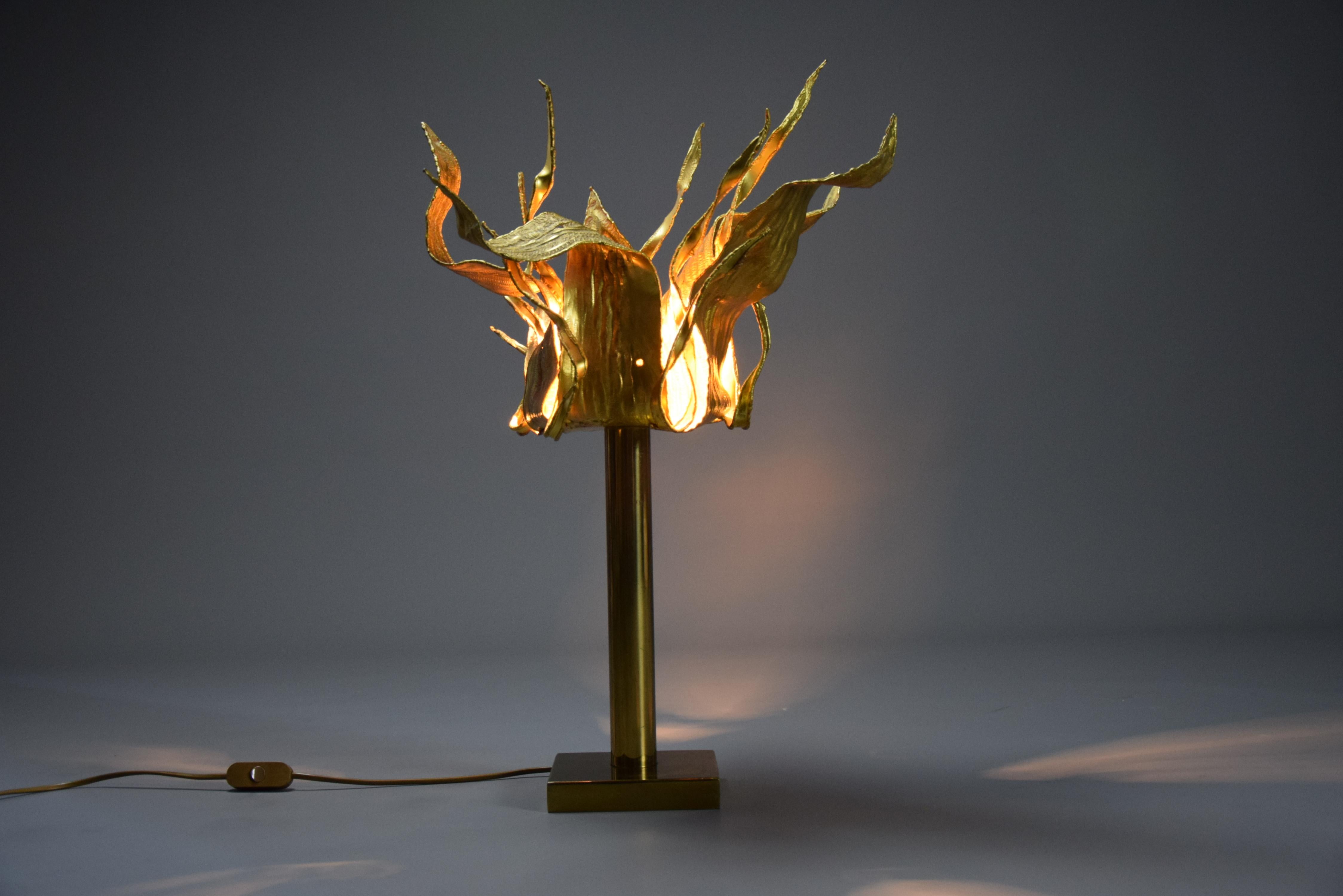 One of a Kind Gilded Bronze 1970 Table Lamp 2