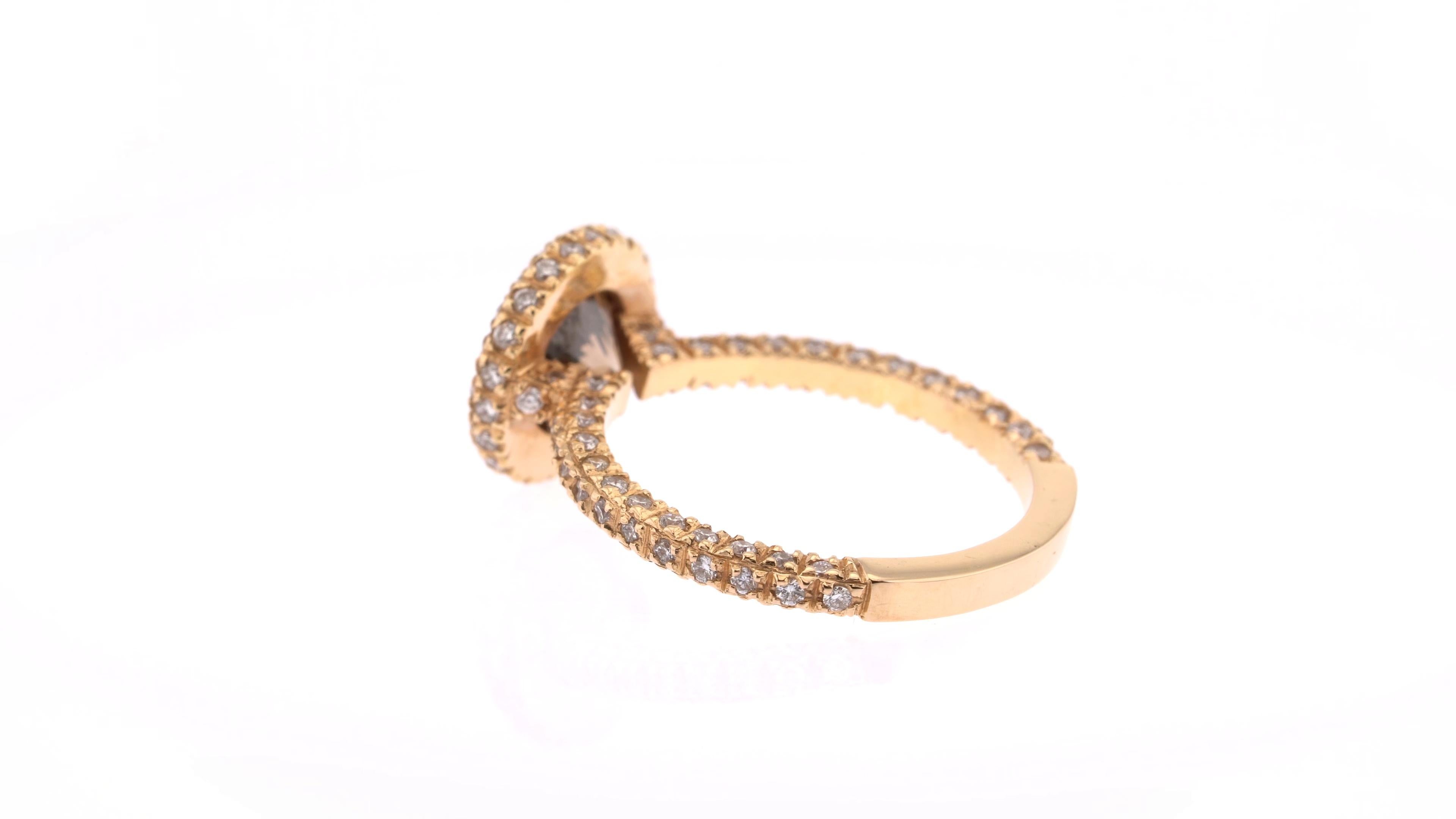 Bague en or rose 18 carats sertie d'un halo de diamants bruns et blancs de 1,68 carat, exemplaire unique en vente 2