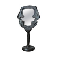 Retro One of a Kind Cast Iron Brutalist Psyché Table Mirror, France, 1970's