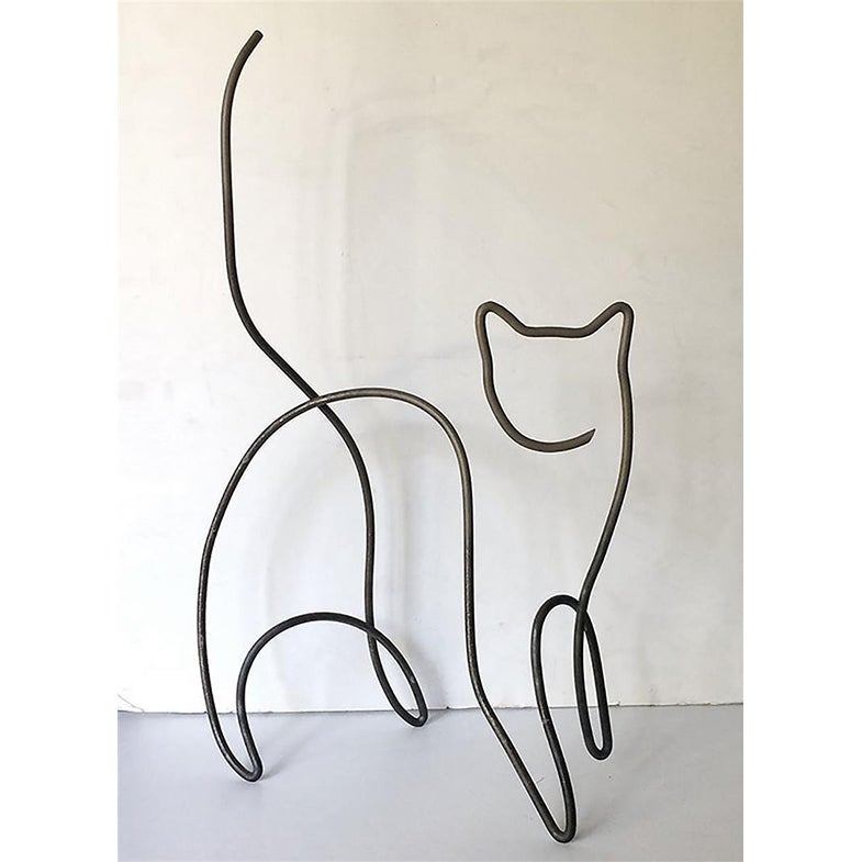 Sculpture unique de chat en câble d'acier