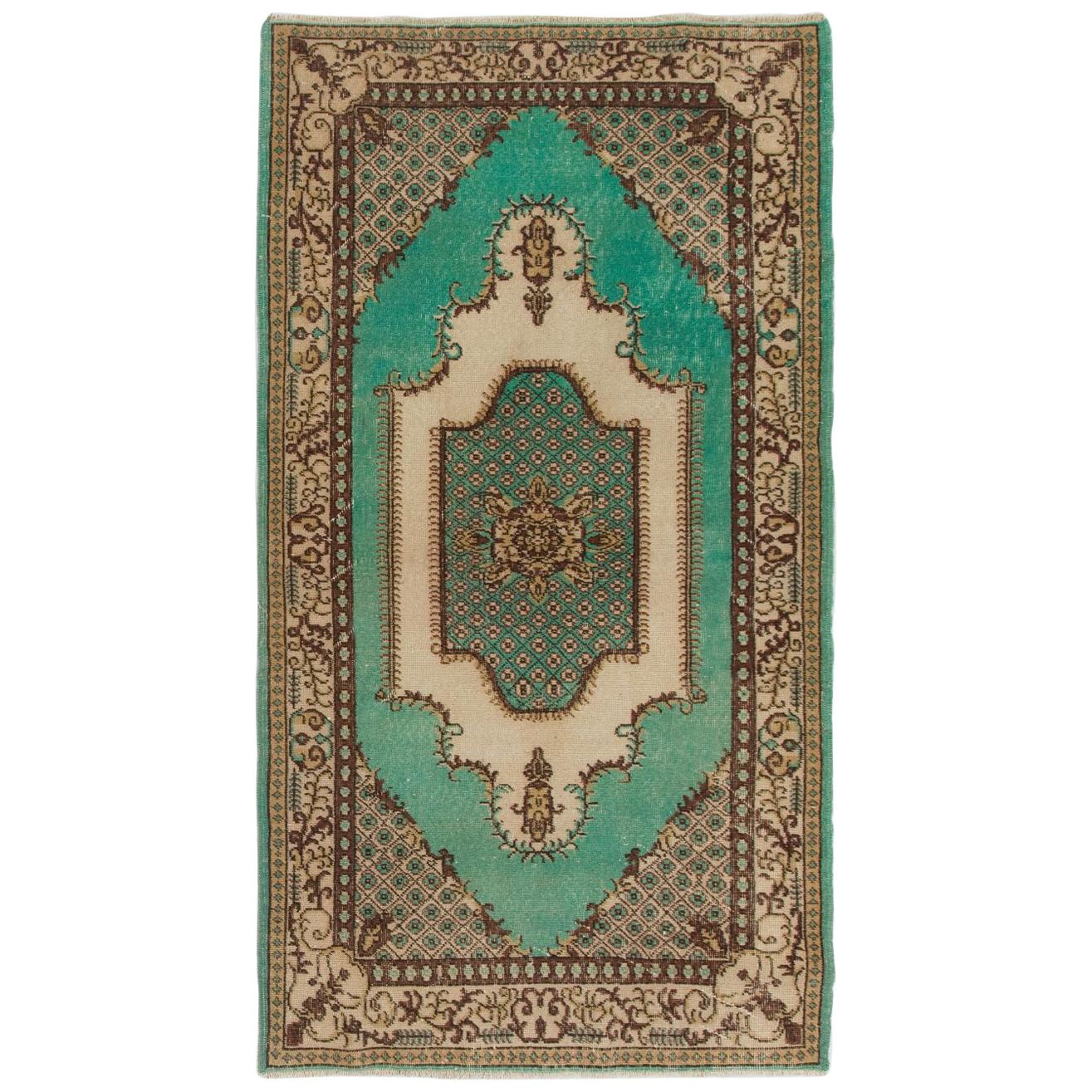 4x7 Ft Mid-20th Century Handmade Anatolian Accent Rug, Ideal for Home and Office