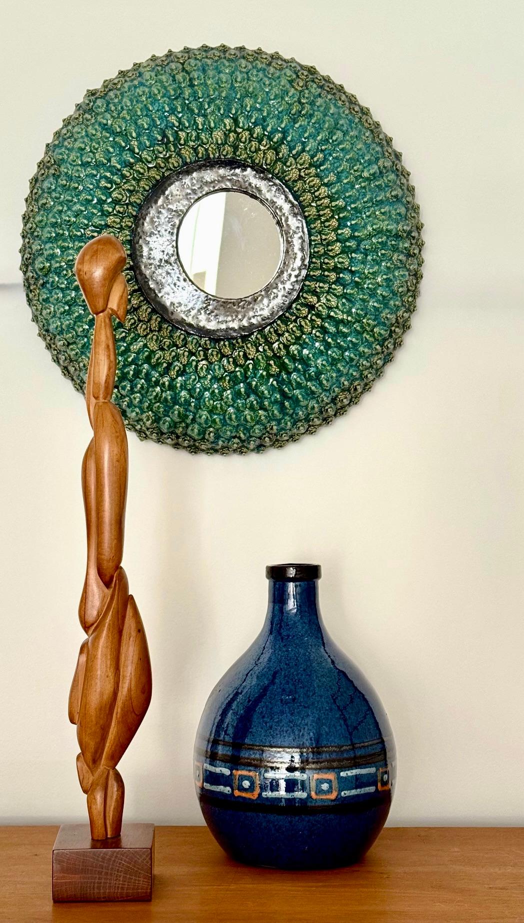 One of a Kind Ceramic Mirror Signed by Margareth Leveneur In Excellent Condition For Sale In Paris, FR