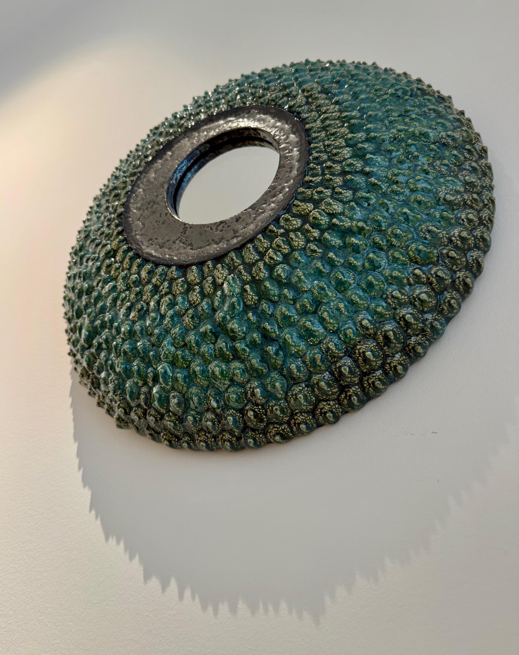 Contemporary One of a Kind Ceramic Mirror Signed by Margareth Leveneur For Sale