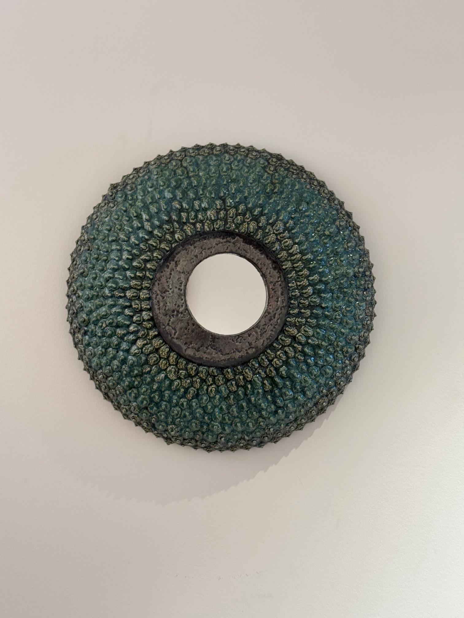One of a Kind Ceramic Mirror Signed by Margareth Leveneur For Sale 3