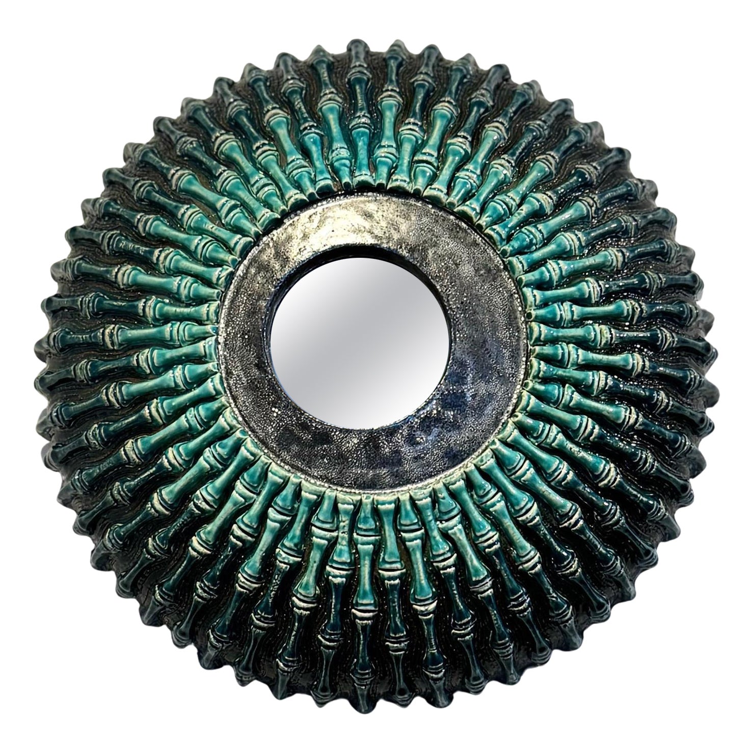 One of a Kind Ceramic Mirror Signed by Margareth Leveneur For Sale