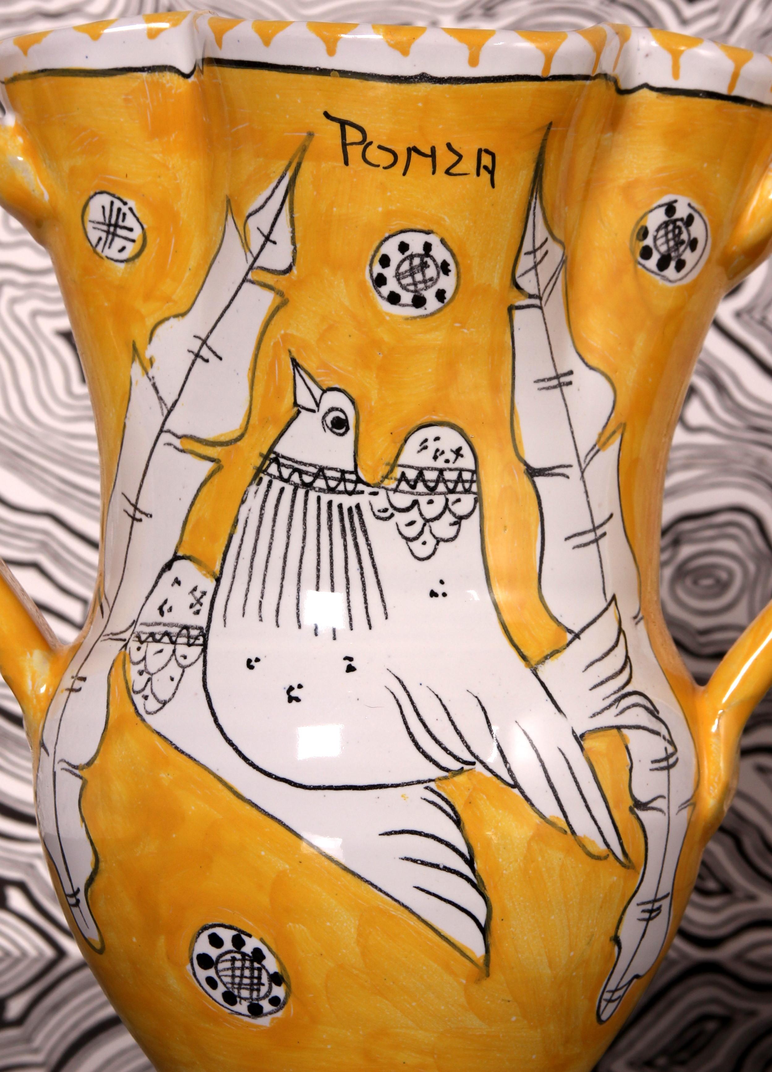 unica Ceramica PONZA Italia  Jarra para vino Vallauris Estilo Picasso Años 60 Moderno de mediados de siglo en venta