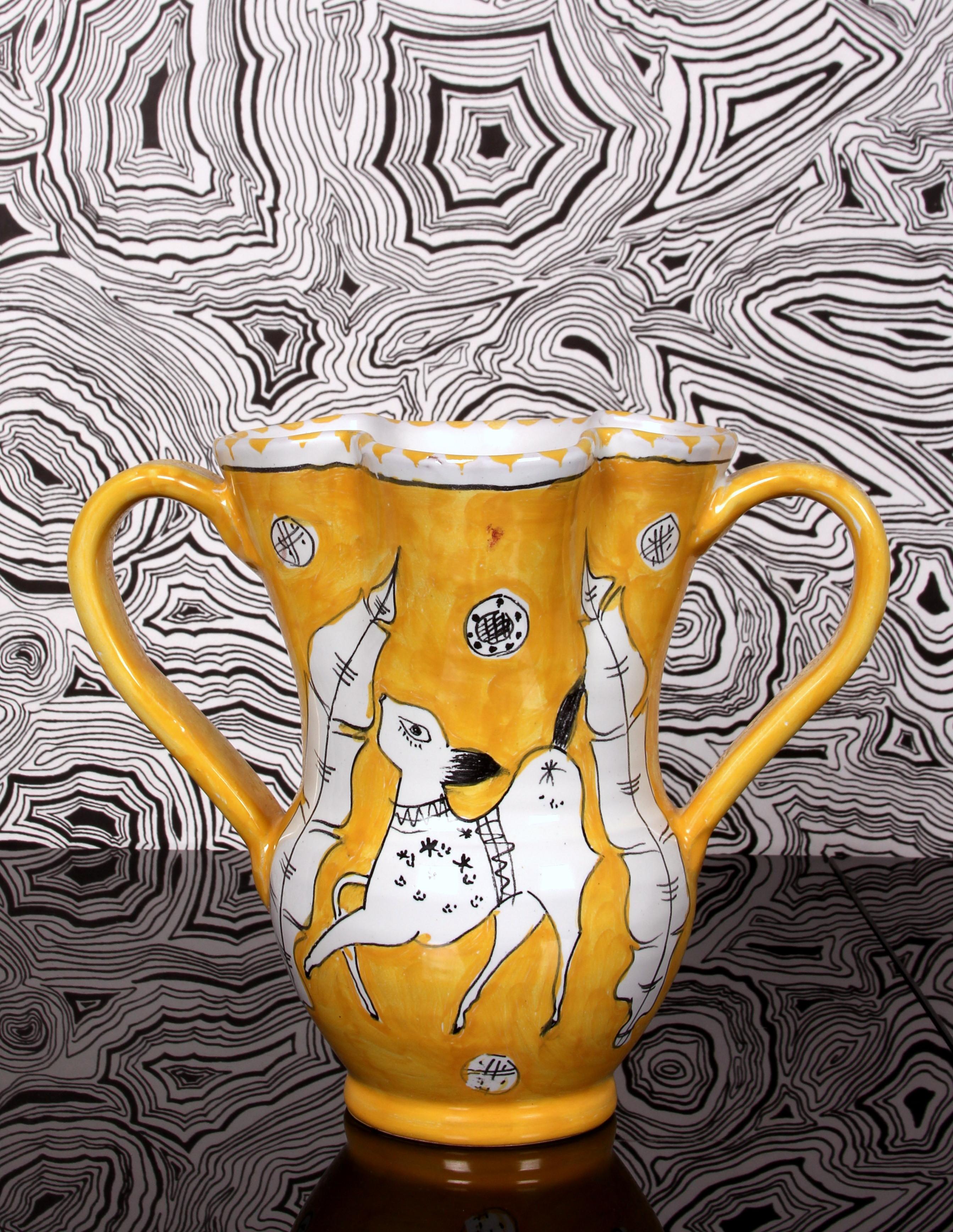 unica Ceramica PONZA Italia  Jarra para vino Vallauris Estilo Picasso Años 60 Alemán en venta
