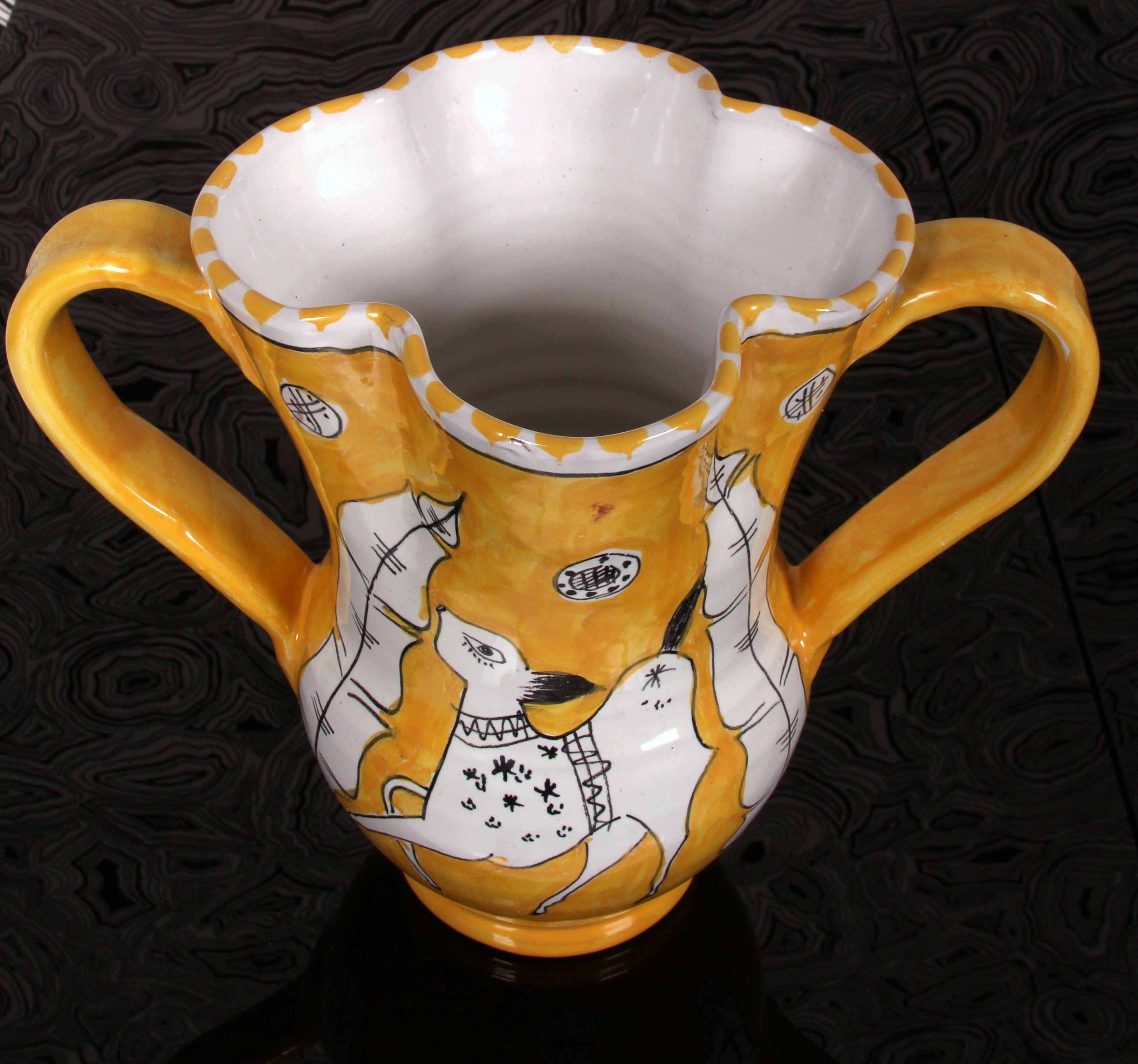 unica Ceramica PONZA Italia  Jarra para vino Vallauris Estilo Picasso Años 60 en Bueno estado para la venta en Landshut, BY